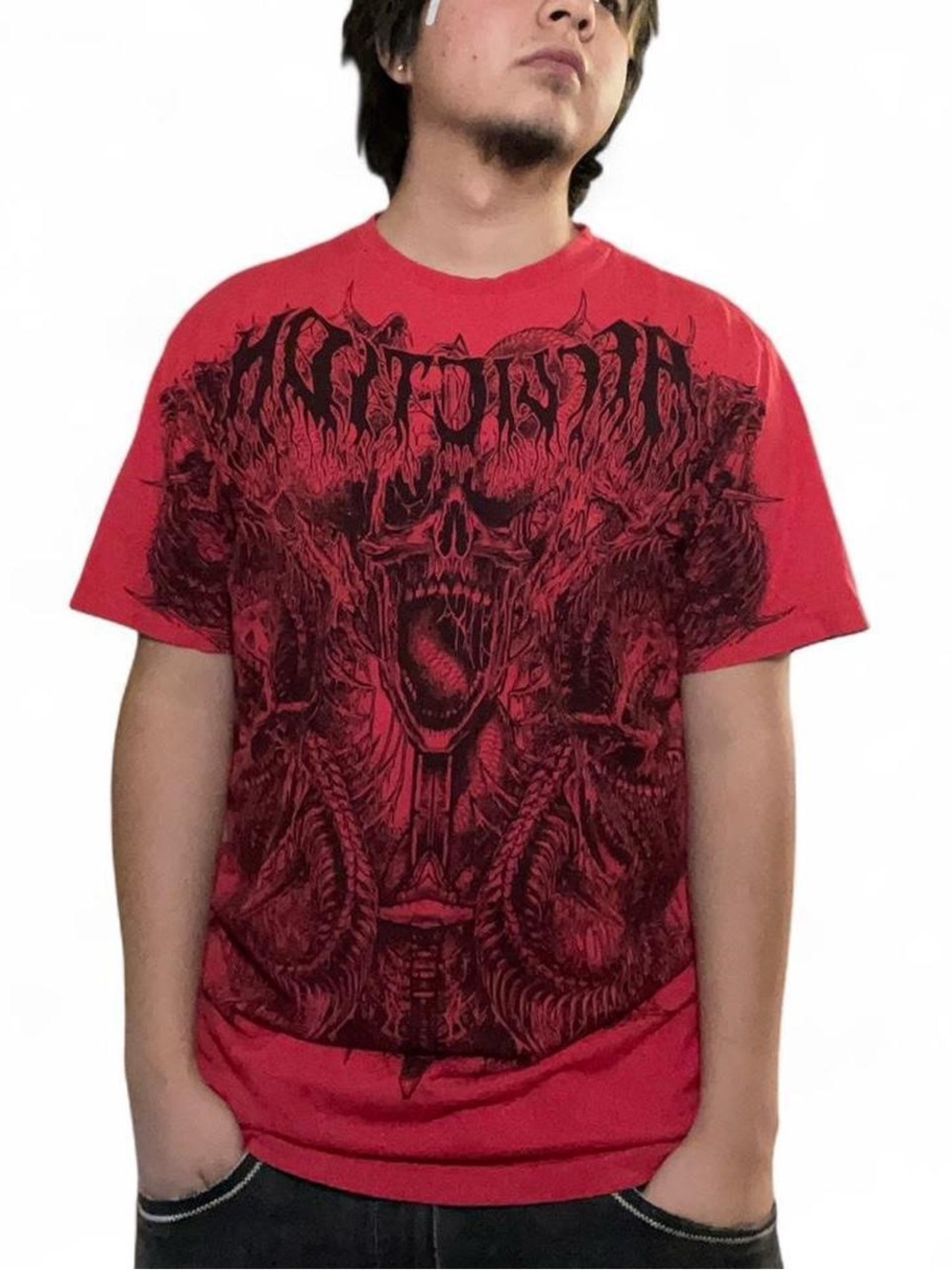 Affliction Red‎ Caustic Abyss Skull and Dagger Graphic T-Shirt